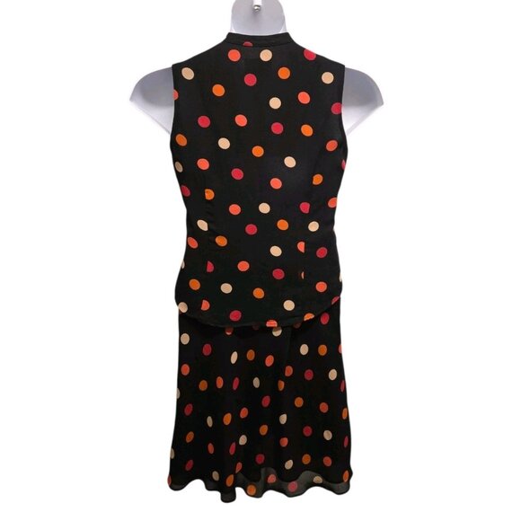 Vntg Yves Cossette Depeche Mode Skirt Set Size 4 Polka Dot Crepe Classic - Picture 2 of 6